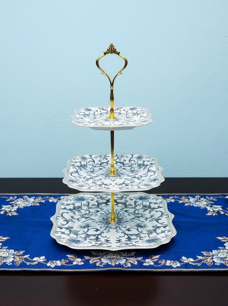 Somerset Garden 3-Tier Dessert Stand (Vintage Collection, Finest Premium Porcelain, Gift Packaging)