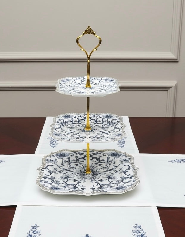 Somerset Garden 3-Tier Dessert Stand (Vintage Collection, Finest Premium Porcelain, Gift Packaging)