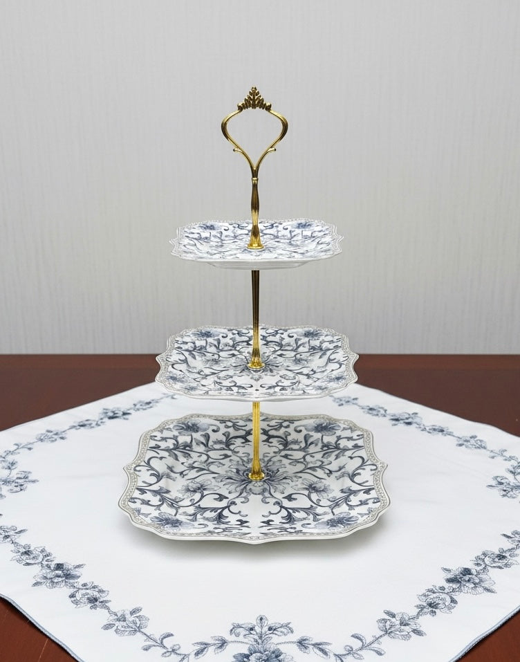 Somerset Garden 3-Tier Dessert Stand (Vintage Collection, Finest Premium Porcelain, Gift Packaging)