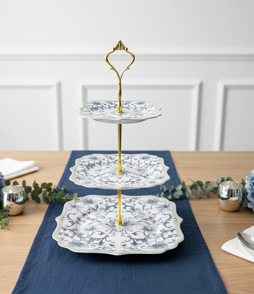 Somerset Garden 3-Tier Dessert Stand (Vintage Collection, Finest Premium Porcelain, Gift Packaging)