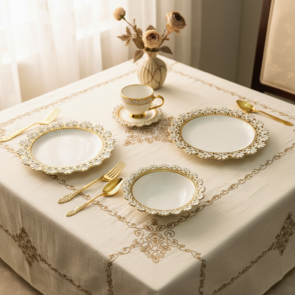 Palais de Versailles Gold Tea/Coffee & Snacks Set (24 Pieces; 6 Cups, 6 Saucers, 6 Snack plates & 6 Big Bowls)