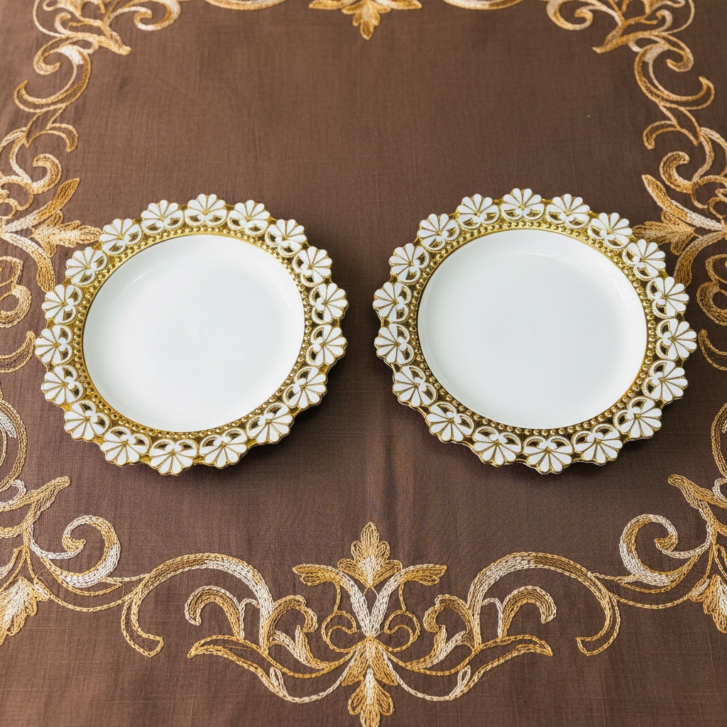 Palais de Versailles Gold Tea/Coffee & Snacks Set (24 Pieces; 6 Cups, 6 Saucers, 6 Snack plates & 6 Big Bowls)