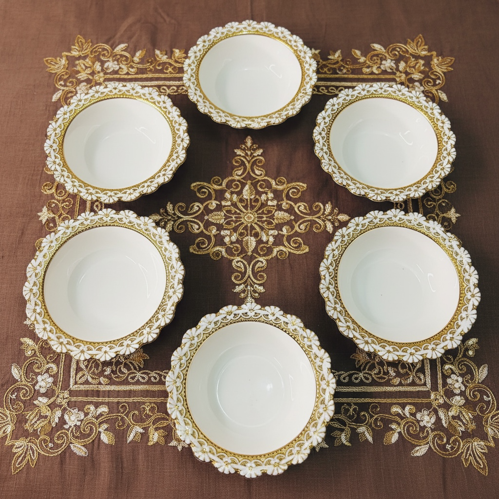 Palais de Versailles Gold Tea/Coffee & Snacks Set (24 Pieces; 6 Cups, 6 Saucers, 6 Snack plates & 6 Big Bowls)