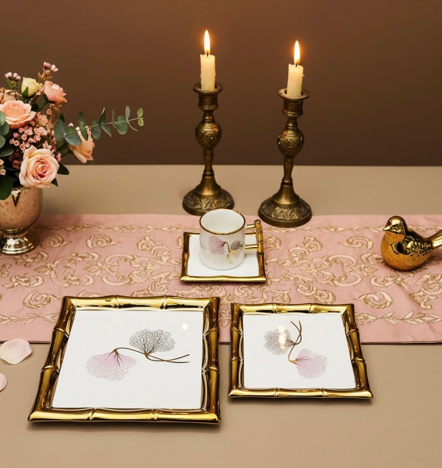 Château de Roselle Royal Tea/Coffee Snack Set - BLUSH PINK (24 Pieces; 6 Cups, 6 Saucer, Tea Pot, Sugar Pot, Milk Pot, 6 Snack Plates, 1 Tray)