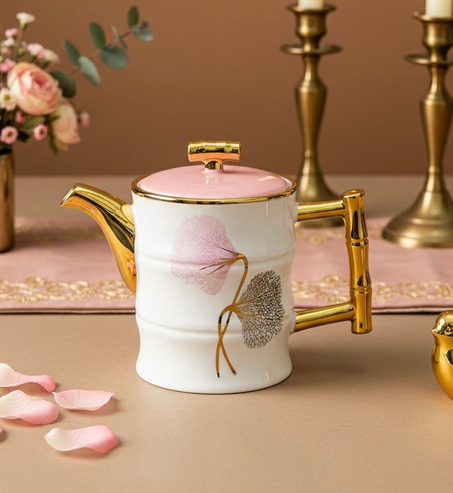 Château de Roselle Royal Tea/Coffee Snack Set - BLUSH PINK (24 Pieces; 6 Cups, 6 Saucer, Tea Pot, Sugar Pot, Milk Pot, 6 Snack Plates, 1 Tray)