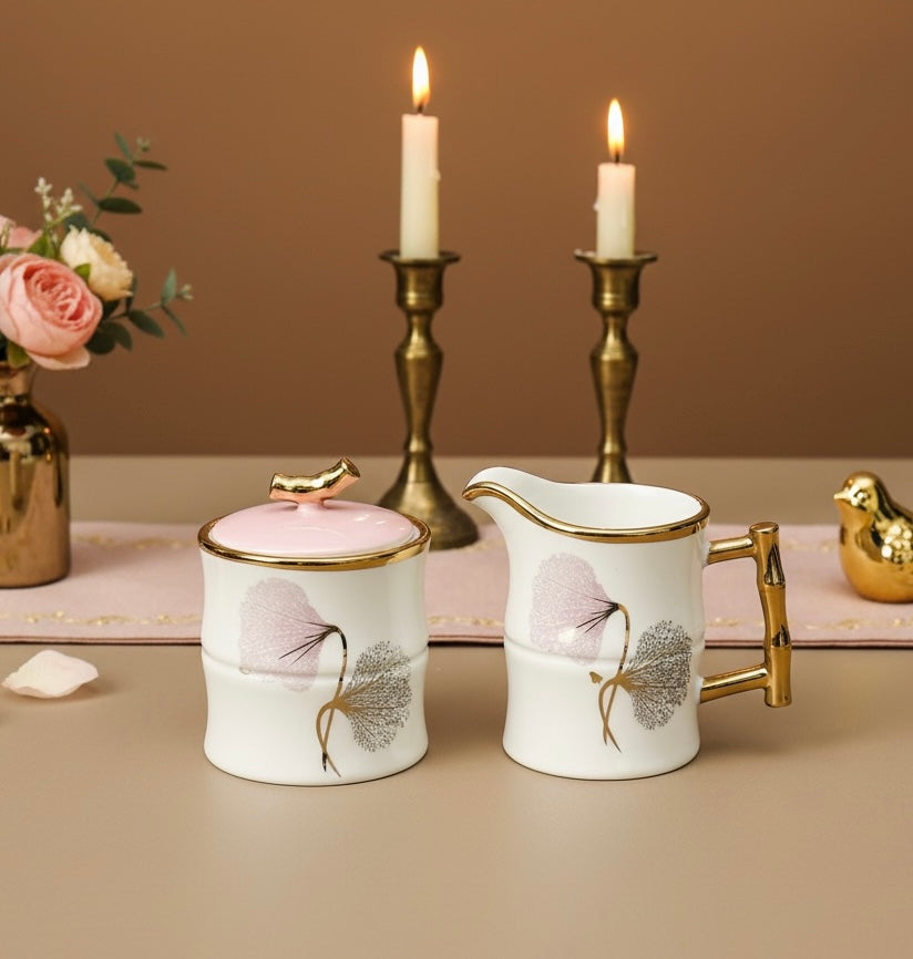 Château de Roselle Royal Tea/Coffee Snack Set - BLUSH PINK (24 Pieces; 6 Cups, 6 Saucer, Tea Pot, Sugar Pot, Milk Pot, 6 Snack Plates, 1 Tray)