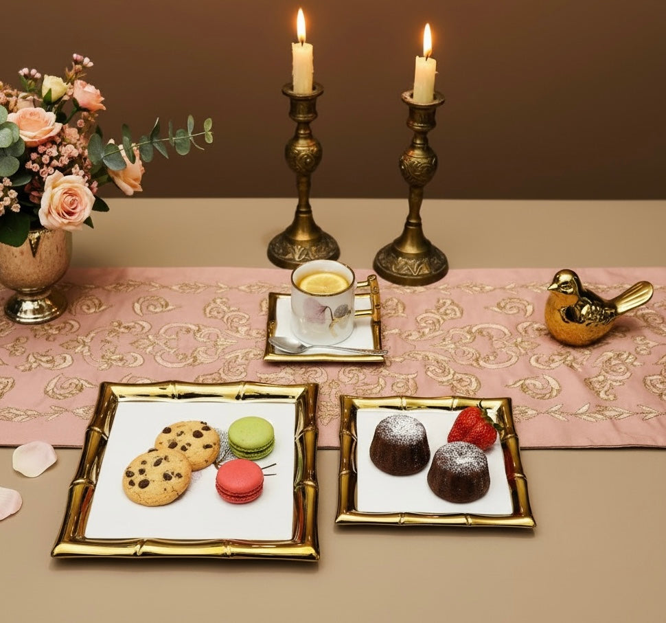 Château de Roselle Royal Tea/Coffee Snack Set - BLUSH PINK (24 Pieces; 6 Cups, 6 Saucer, Tea Pot, Sugar Pot, Milk Pot, 6 Snack Plates, 1 Tray)