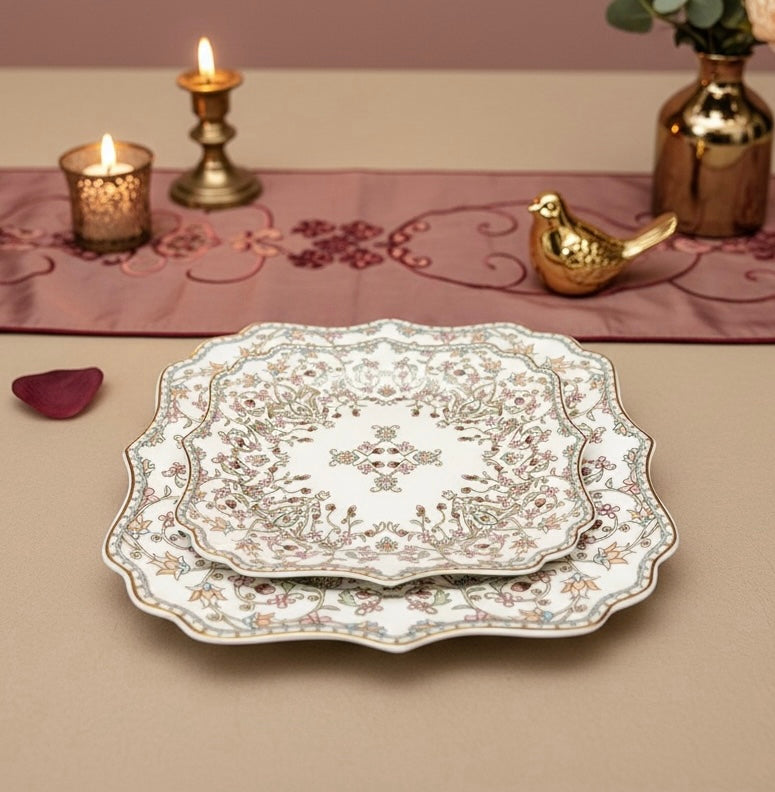 Versailles Blush Royal Tea/Coffee Snack Set (24 Pieces; 6 Cups, 6 Saucers, 6 Snack Plates & 6 Spoons