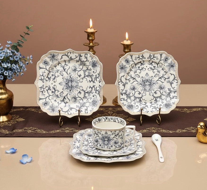 Somerset Garden Tea Set (24 Pieces; 6 Cups, 6 Saucers, 6 Snack Plates & 6 Spoons)