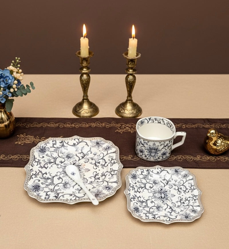 Somerset Garden Tea Set (24 Pieces; 6 Cups, 6 Saucers, 6 Snack Plates & 6 Spoons)