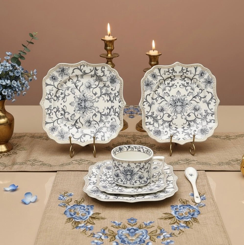 Somerset Garden Tea Set (24 Pieces; 6 Cups, 6 Saucers, 6 Snack Plates & 6 Spoons)