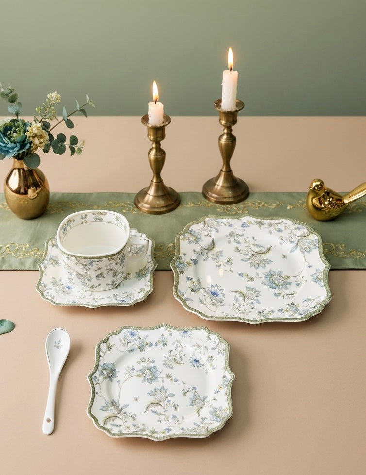 The Windsor Blush Luxury Tea/Coffee Snack Set (24 Pieces; 6 Cups, 6 Saucers, 6 Snack Plates & 6 Spoons)