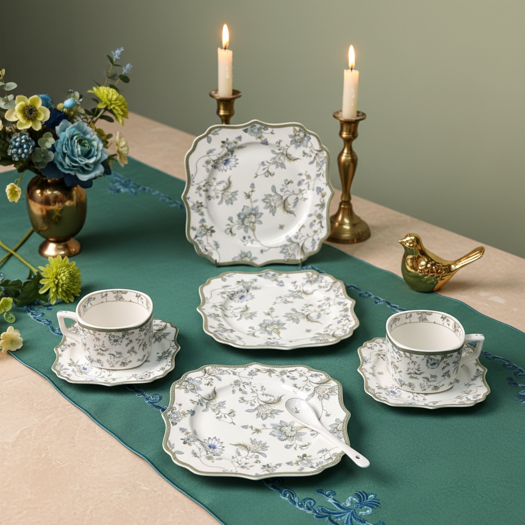 The Windsor Blush Luxury Tea/Coffee Snack Set (24 Pieces; 6 Cups, 6 Saucers, 6 Snack Plates & 6 Spoons)