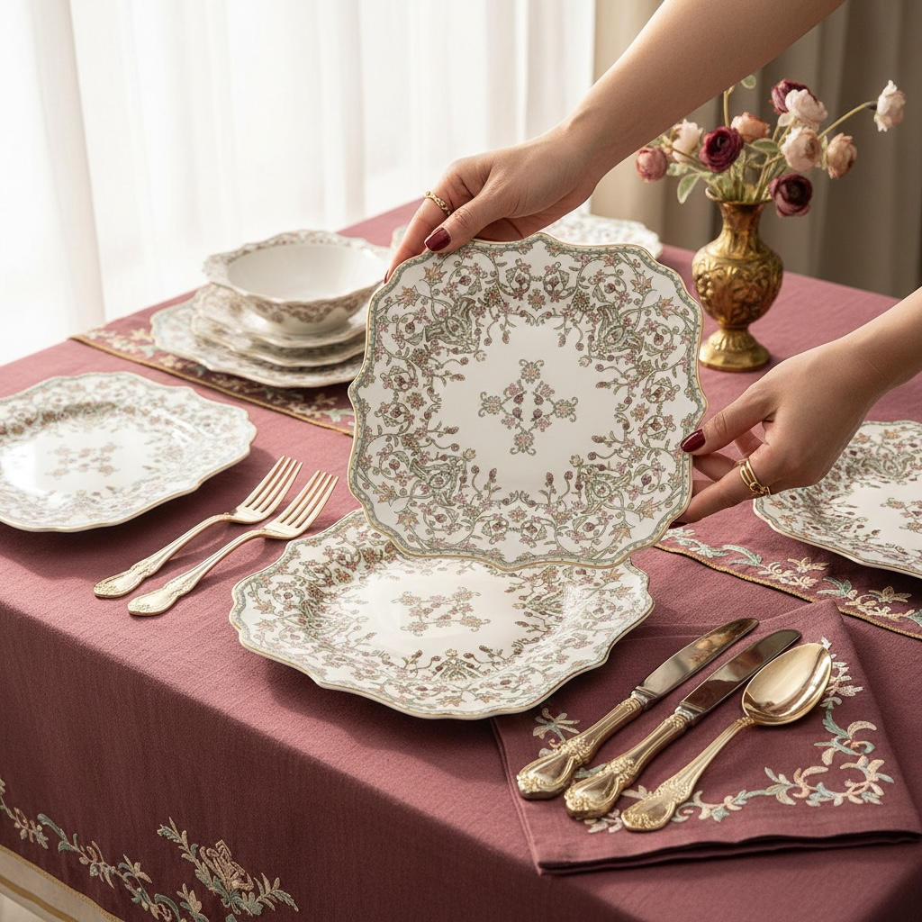 Versailles Blush Royal Tea/Coffee Snack Set (24 Pieces; 6 Cups, 6 Saucers, 6 Snack Plates & 6 Spoons