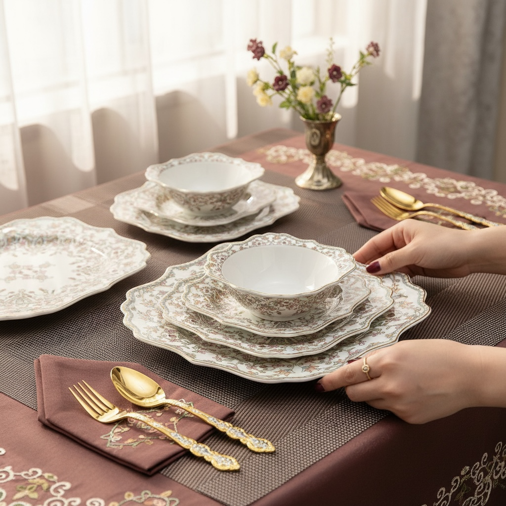 Versailles Blush Royal Tea/Coffee Snack Set (30 Pieces; 6 Cups, 6 Saucers, 6 Snack Plates, 6 Bowls & 6 Spoons