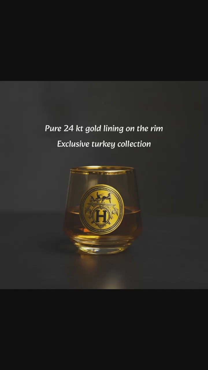 Sovereign 24K Gold Swarovski Crystal Whisky Glass Set (2 Pieces)-Turkey Crystalite collection