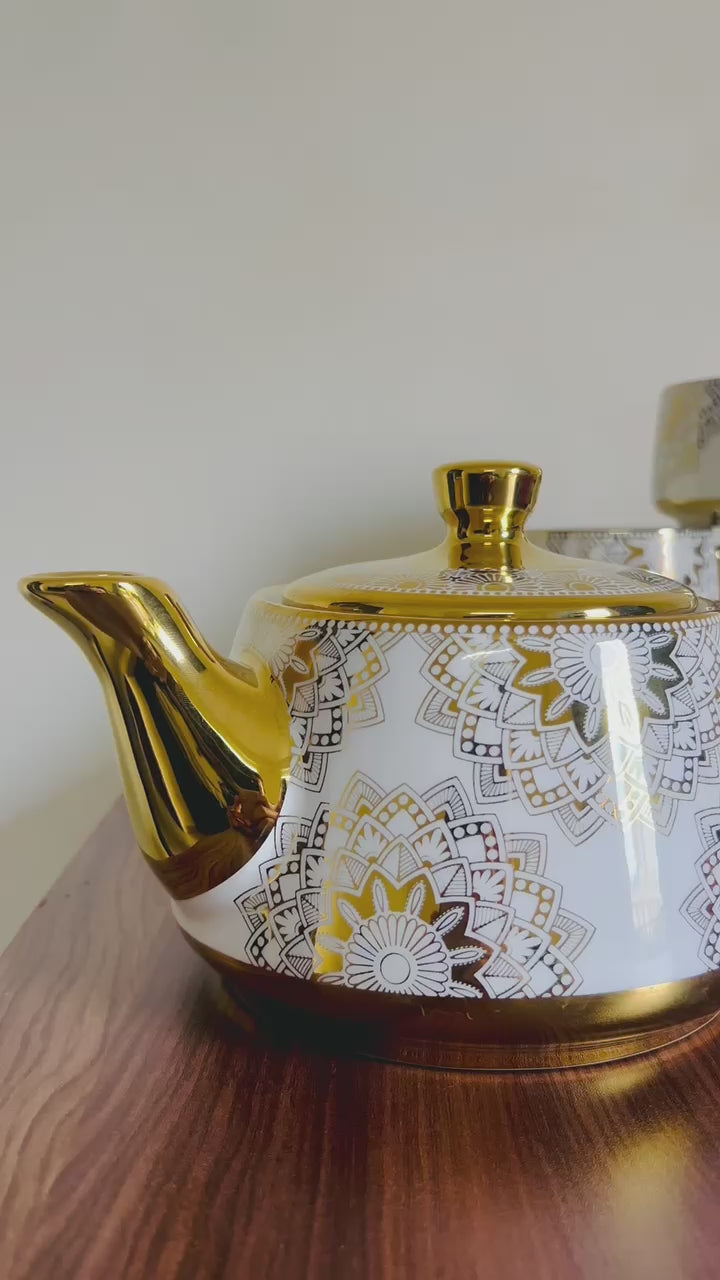 Rajwada Gold Ceramic Tea Set - 100% Chemical free, Made in Turkey