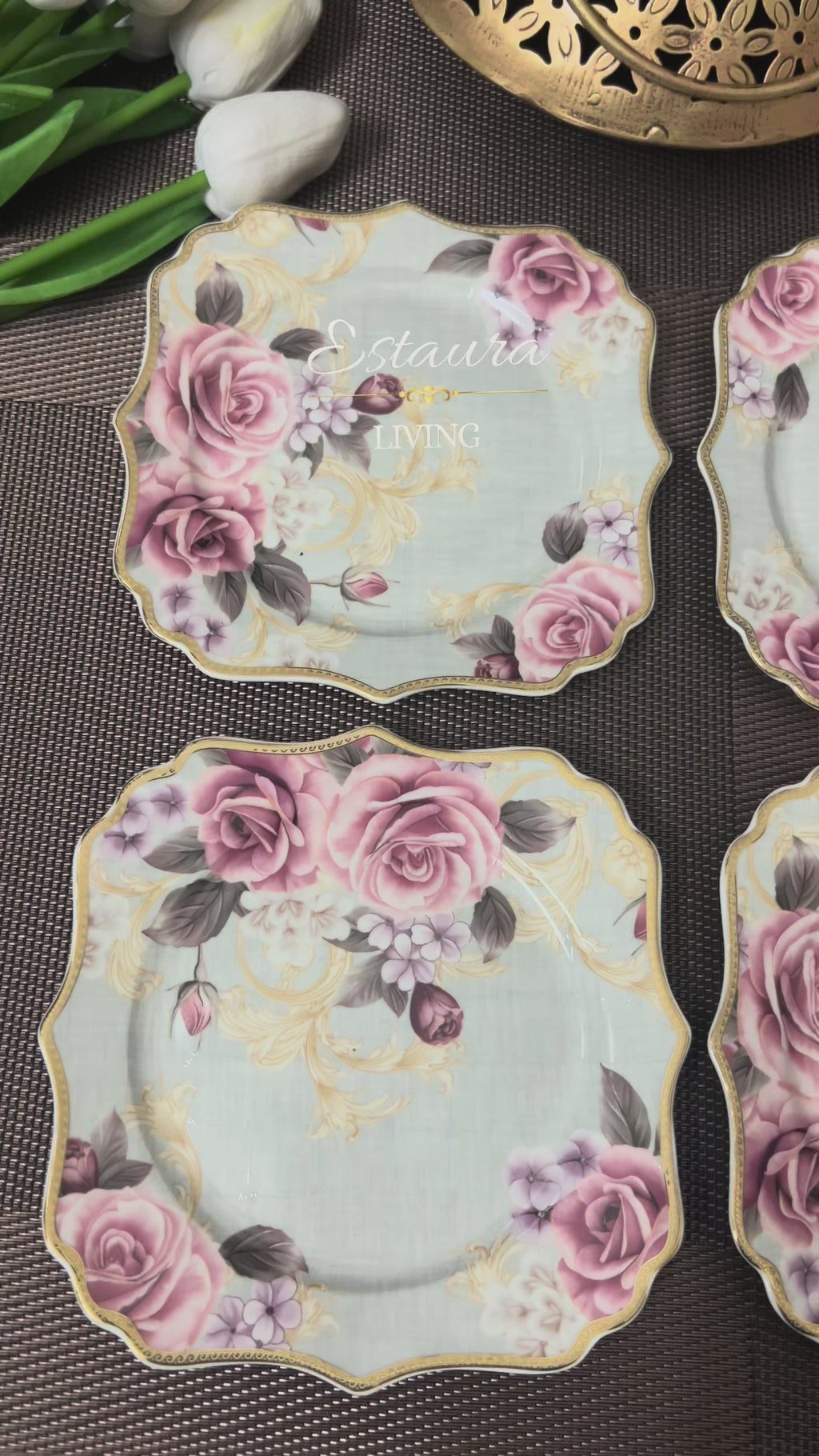 Maison de Fleur Premium Tea Set (18 Pieces; 6 Cups, 6 Saucers & 6 Snack plates)