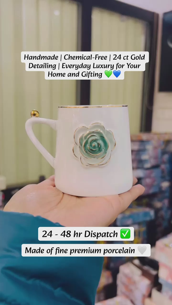 Azure Rosette Royale Mug Set (6-Piece)